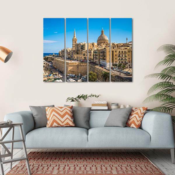 View Of Valletta City Canvas Wall Art-4 Horizontal-Gallery Wrap-34" x 24"-Tiaracle