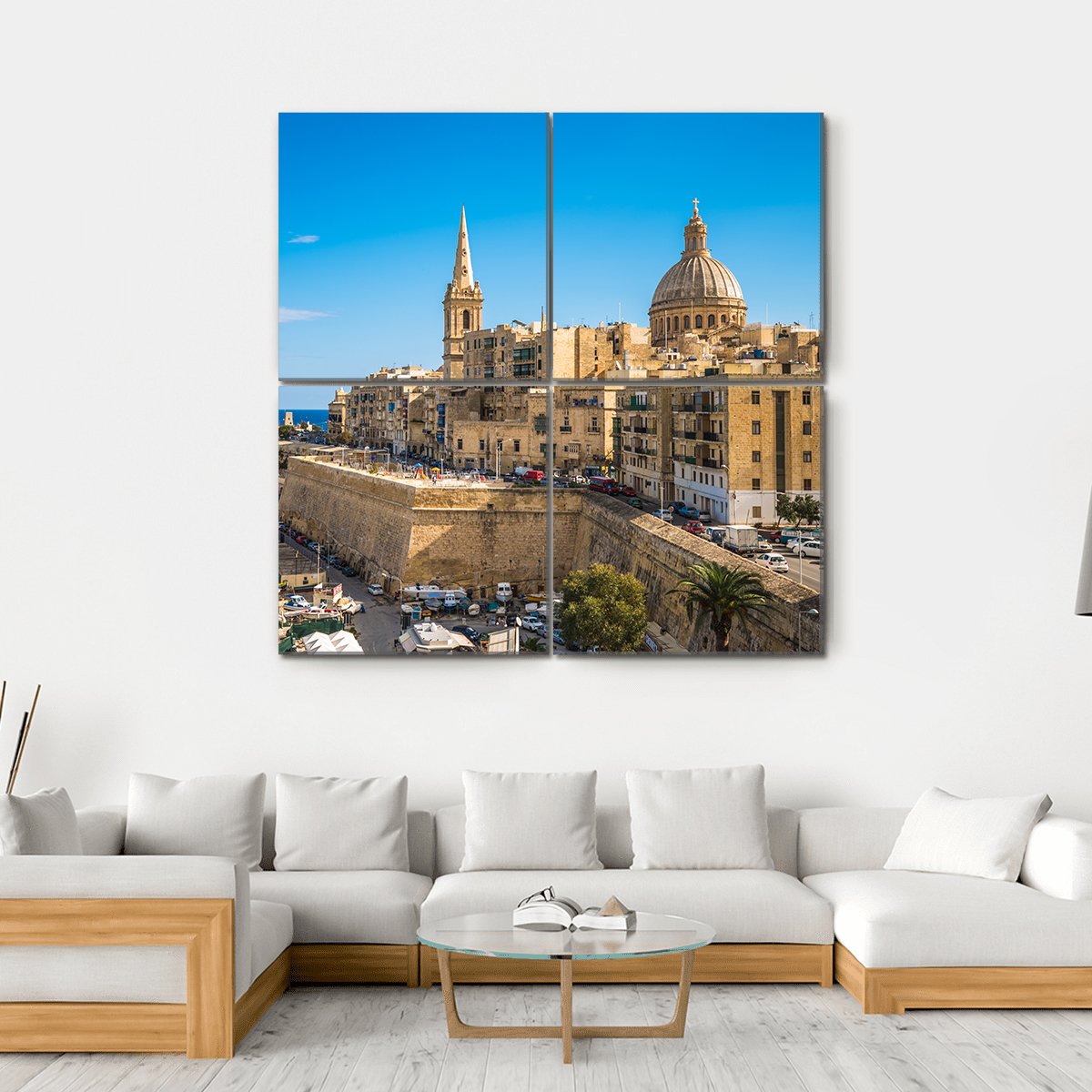View Of Valletta City Canvas Wall Art-4 Square-Gallery Wrap-17" x 17"-Tiaracle