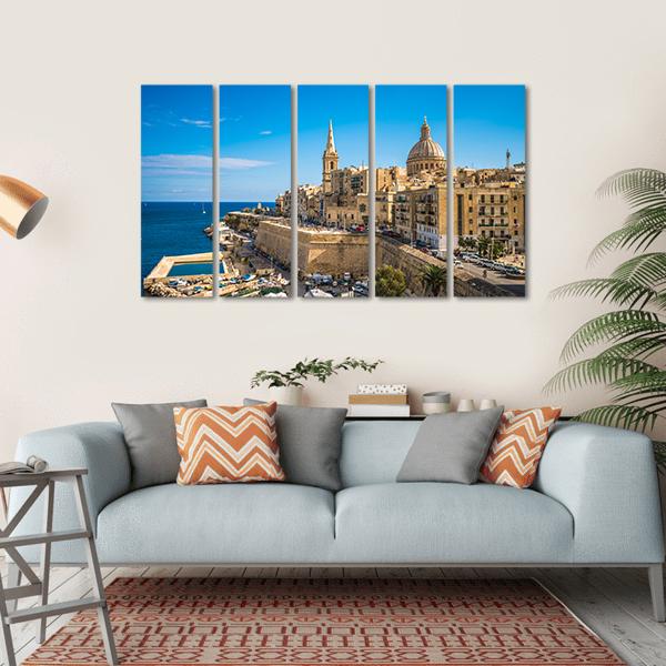 View Of Valletta City Canvas Wall Art-5 Horizontal-Gallery Wrap-22" x 12"-Tiaracle