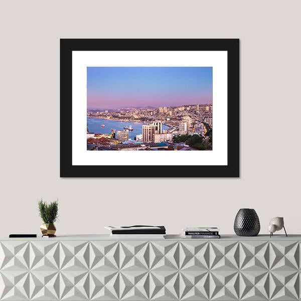 View Of Valparaiso Bay Canvas Wall Art-1 Piece-Framed Print-20" x 16"-Tiaracle