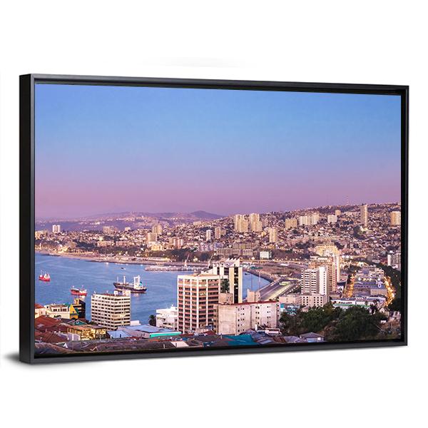 View Of Valparaiso Bay Canvas Wall Art-3 Horizontal-Gallery Wrap-25" x 16"-Tiaracle