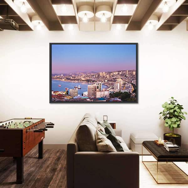 View Of Valparaiso Bay Canvas Wall Art-3 Horizontal-Gallery Wrap-25" x 16"-Tiaracle
