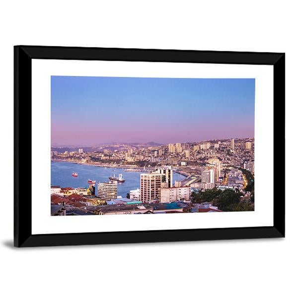 View Of Valparaiso Bay Canvas Wall Art-3 Horizontal-Gallery Wrap-25" x 16"-Tiaracle