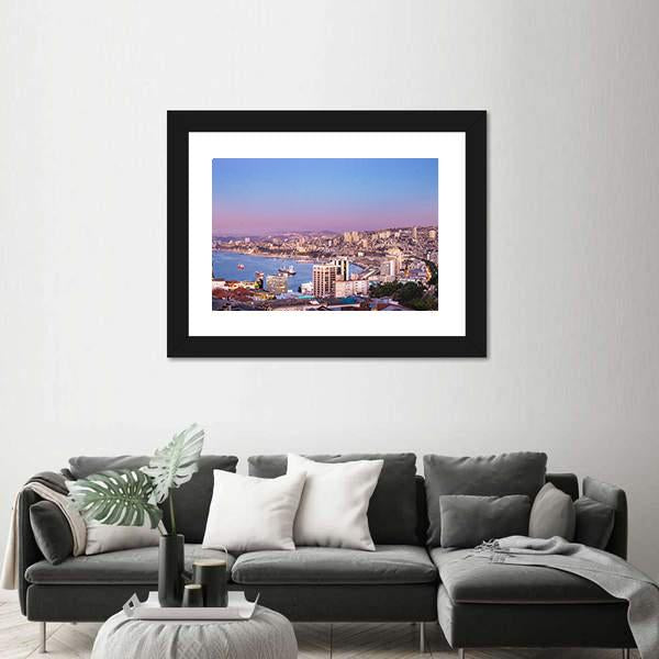 View Of Valparaiso Bay Canvas Wall Art-3 Horizontal-Gallery Wrap-25" x 16"-Tiaracle