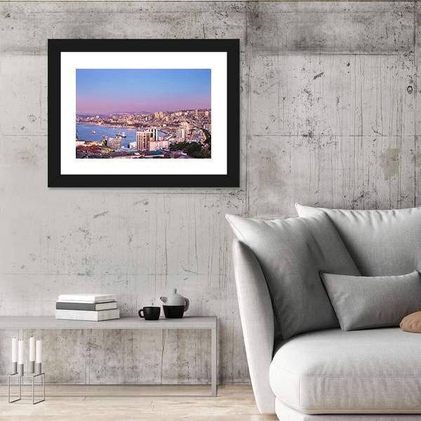 View Of Valparaiso Bay Canvas Wall Art-3 Horizontal-Gallery Wrap-25" x 16"-Tiaracle