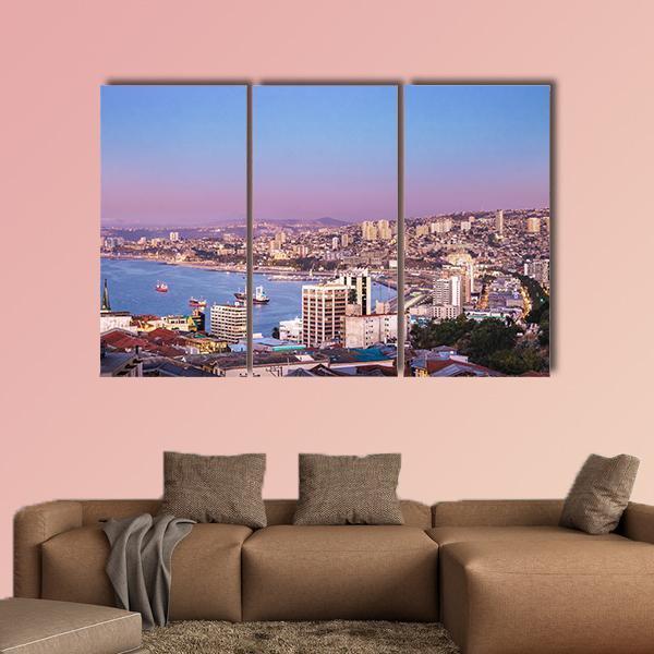 View Of Valparaiso Bay Canvas Wall Art-3 Horizontal-Gallery Wrap-25" x 16"-Tiaracle