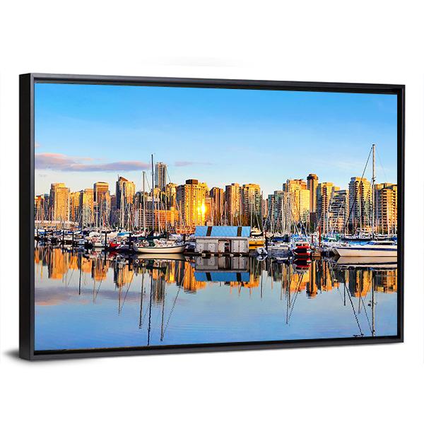 View Of Vancouver Skyline Canvas Wall Art-3 Horizontal-Gallery Wrap-25" x 16"-Tiaracle