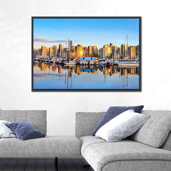 View Of Vancouver Skyline Canvas Wall Art-3 Horizontal-Gallery Wrap-25" x 16"-Tiaracle