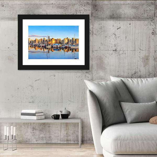 View Of Vancouver Skyline Canvas Wall Art-3 Horizontal-Gallery Wrap-25" x 16"-Tiaracle