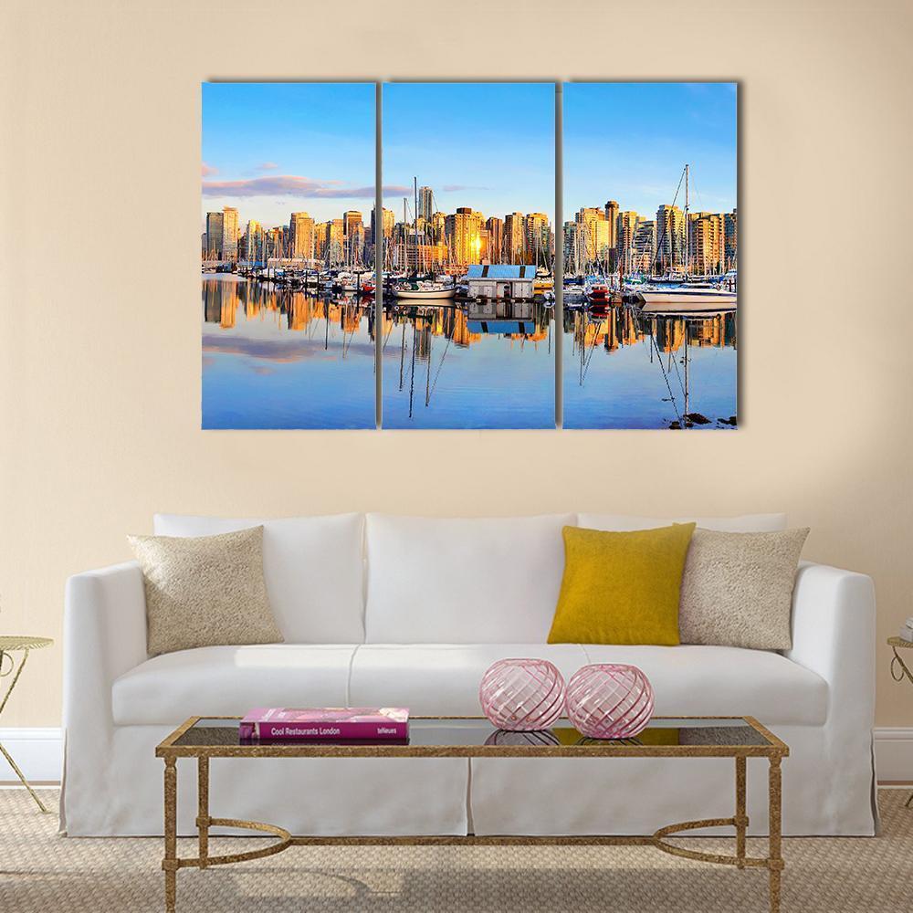 View Of Vancouver Skyline Canvas Wall Art-3 Horizontal-Gallery Wrap-37" x 24"-Tiaracle