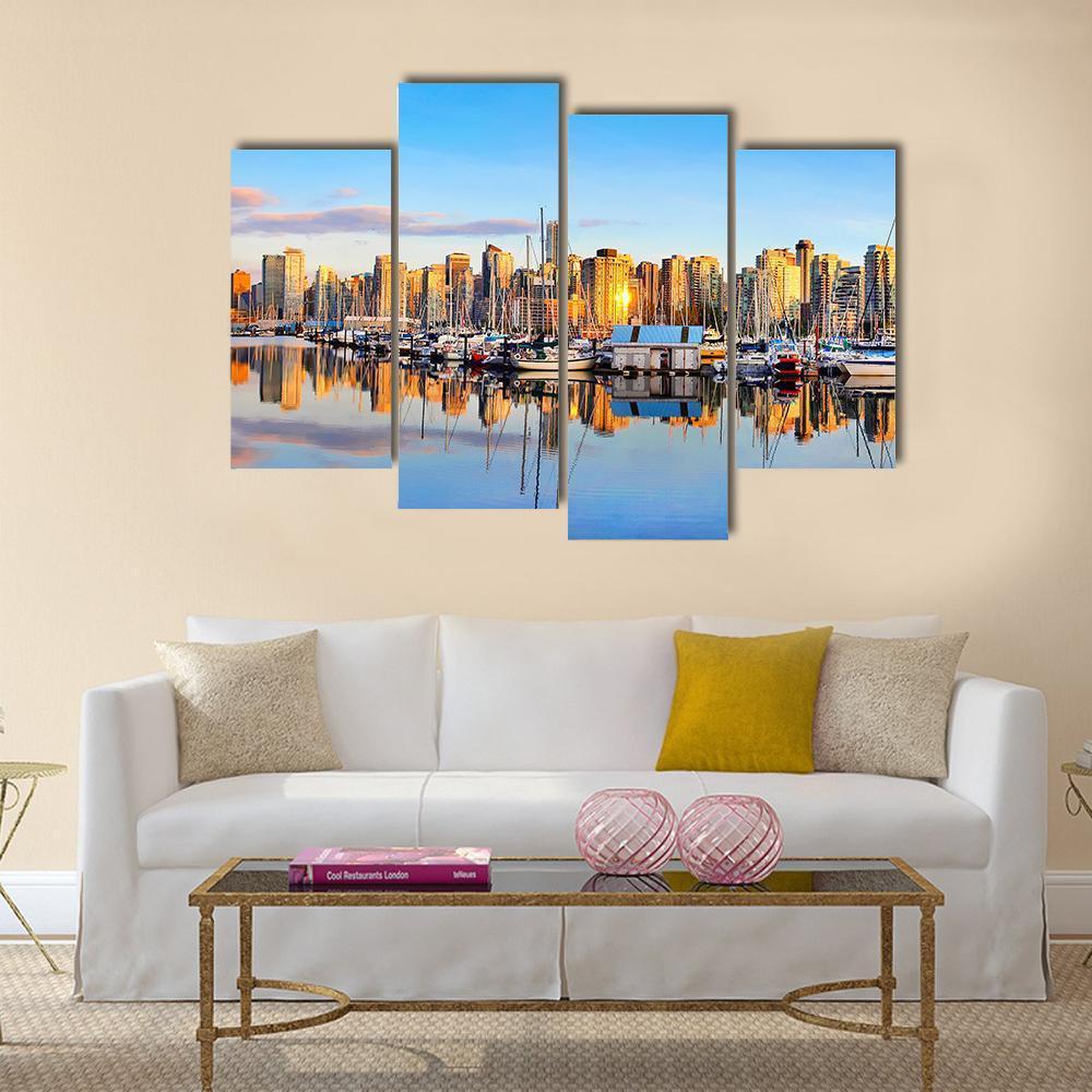 View Of Vancouver Skyline Canvas Wall Art-4 Pop-Gallery Wrap-50" x 32"-Tiaracle