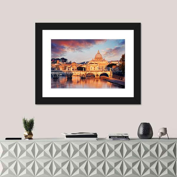 View Of Vatican City With St Peter Canvas Wall Art-1 Piece-Framed Print-20" x 16"-Tiaracle