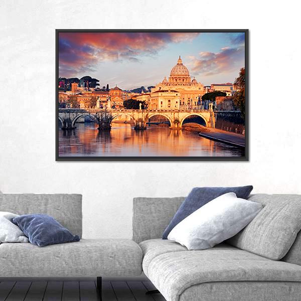 View Of Vatican City With St Peter Canvas Wall Art-5 Horizontal-Gallery Wrap-22" x 12"-Tiaracle