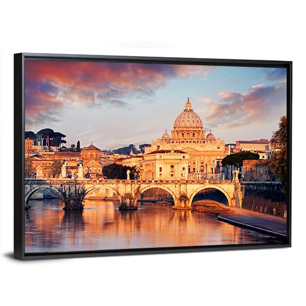 View Of Vatican City With St Peter Canvas Wall Art-5 Horizontal-Gallery Wrap-22" x 12"-Tiaracle