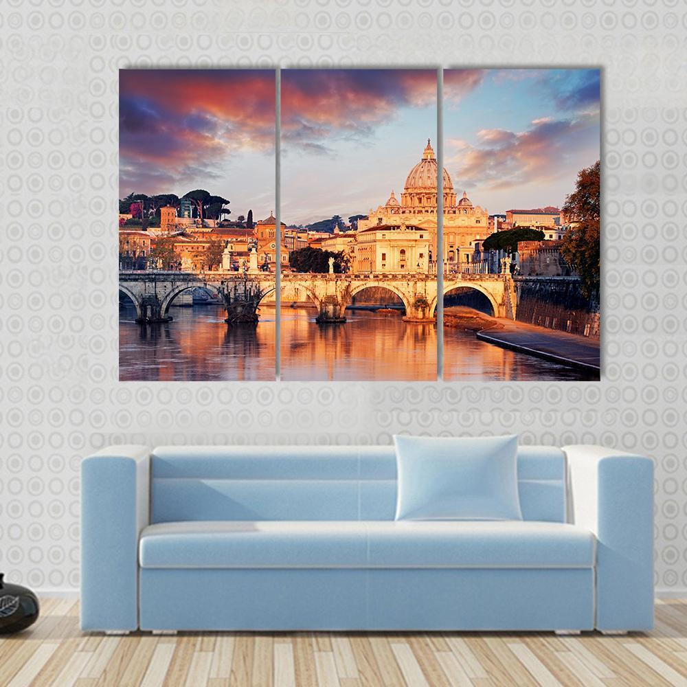 View Of Vatican City With St Peter Canvas Wall Art-3 Horizontal-Gallery Wrap-37" x 24"-Tiaracle