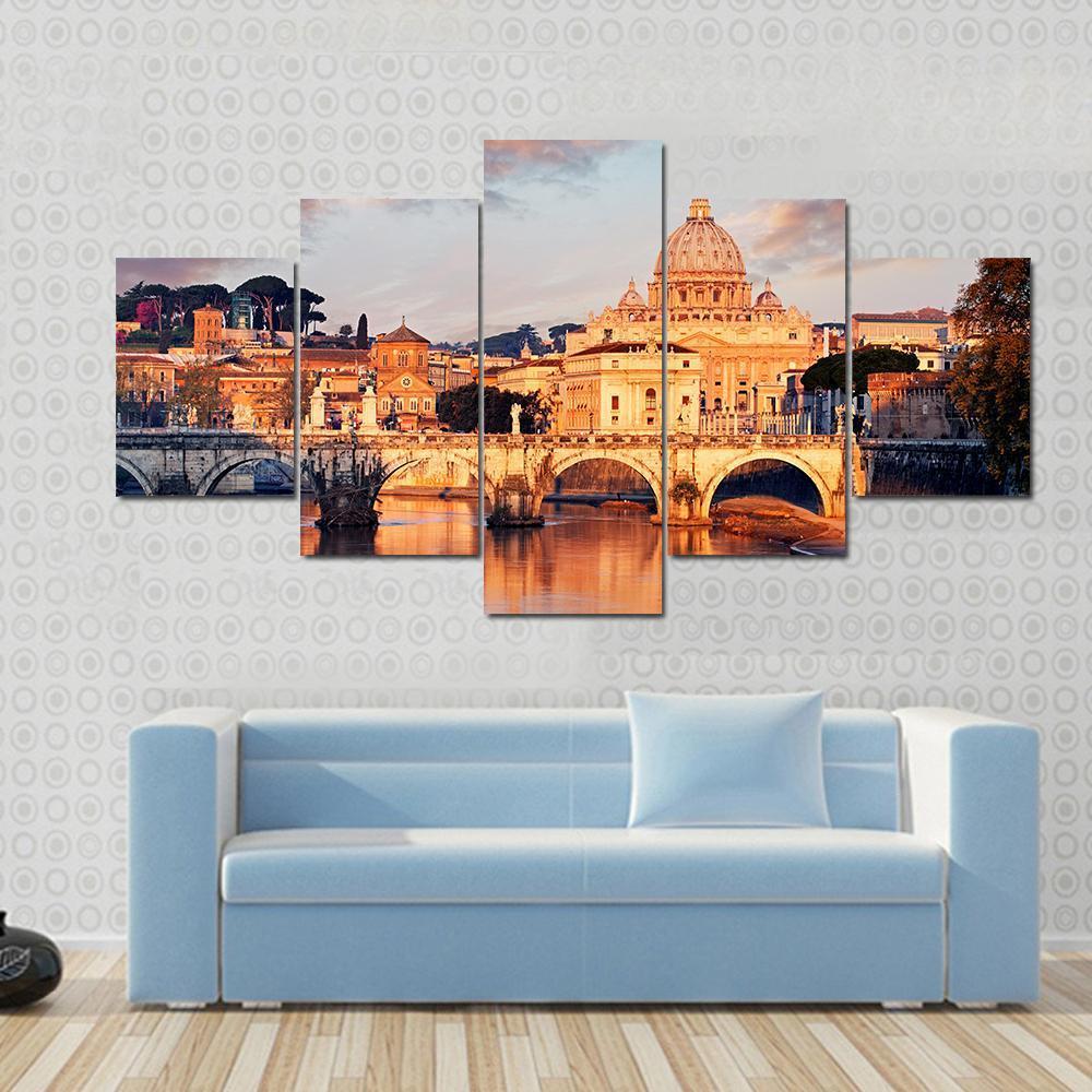 View Of Vatican City With St Peter Canvas Wall Art-5 Star-Gallery Wrap-62" x 32"-Tiaracle
