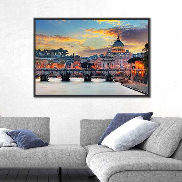 View Of Vatican Panoramic Canvas Wall Art-1 Piece-36" x 12"-Tiaracle