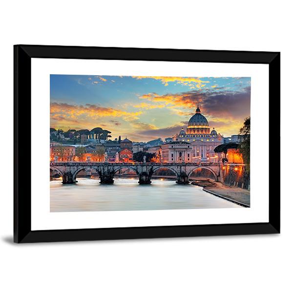View Of Vatican Panoramic Canvas Wall Art-1 Piece-36" x 12"-Tiaracle
