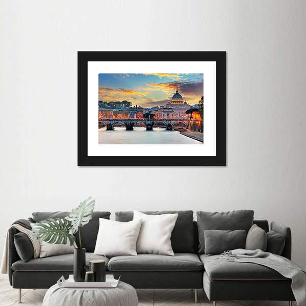 View Of Vatican Panoramic Canvas Wall Art-1 Piece-36" x 12"-Tiaracle