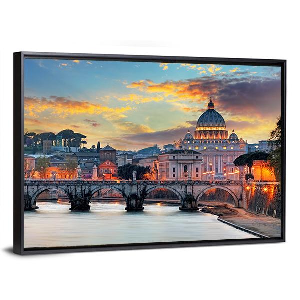 View Of Vatican Panoramic Canvas Wall Art-1 Piece-36" x 12"-Tiaracle