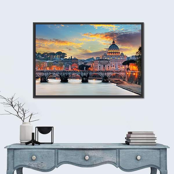 View Of Vatican Panoramic Canvas Wall Art-1 Piece-36" x 12"-Tiaracle
