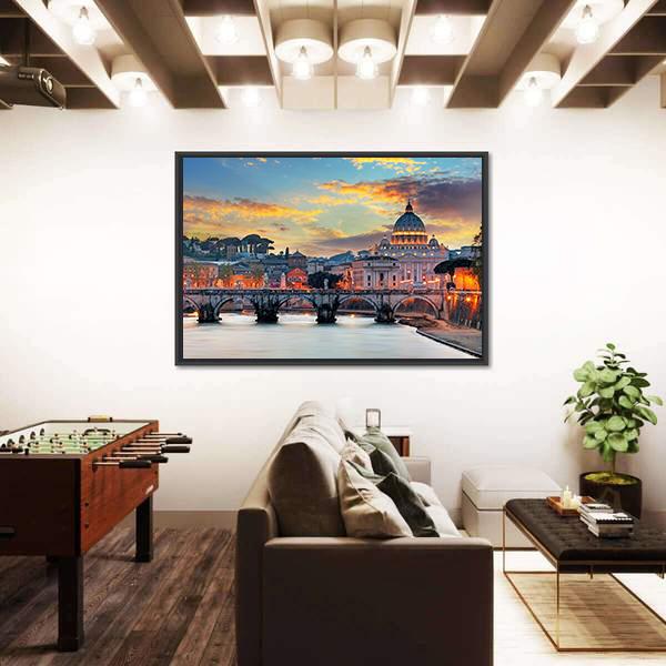 View Of Vatican Panoramic Canvas Wall Art-1 Piece-36" x 12"-Tiaracle