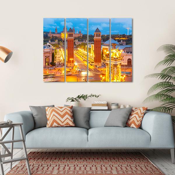 View Of Venetian Columns At Night In Catalonia Canvas Wall Art-4 Horizontal-Gallery Wrap-34" x 24"-Tiaracle