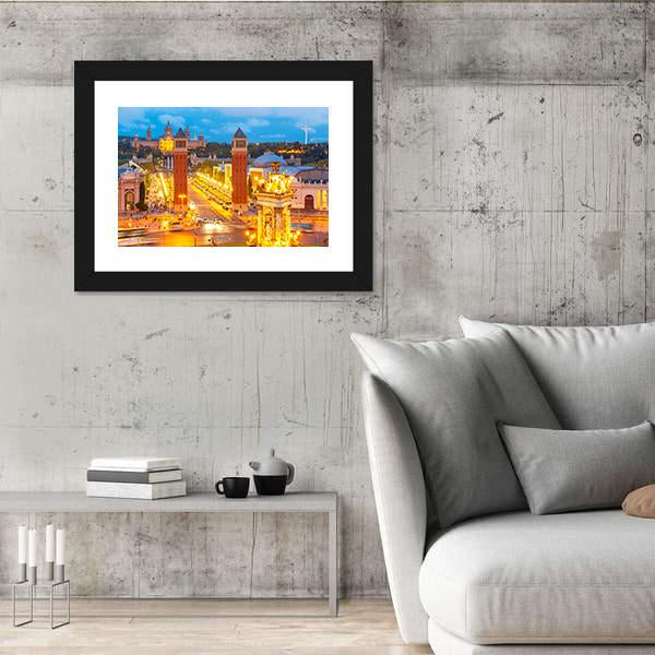 View Of Venetian Columns At Night In Catalonia Canvas Wall Art-3 Horizontal-Gallery Wrap-25" x 16"-Tiaracle