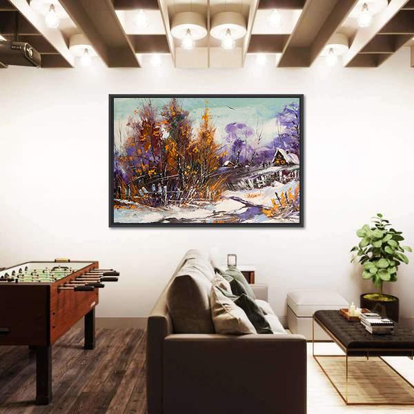 View Of Village In Winter Canvas Wall Art-5 Horizontal-Gallery Wrap-22" x 12"-Tiaracle