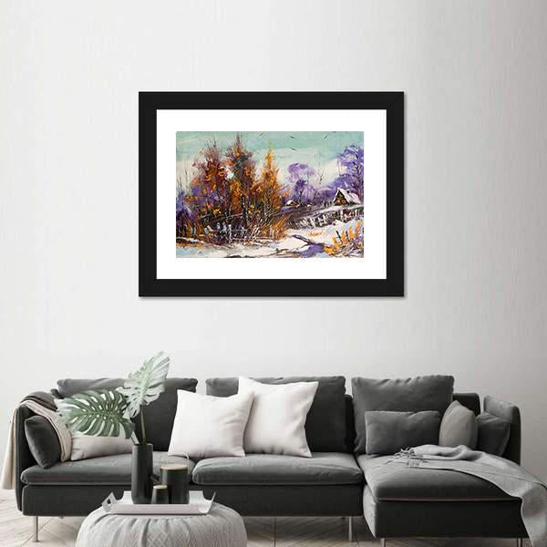 View Of Village In Winter Canvas Wall Art-5 Horizontal-Gallery Wrap-22" x 12"-Tiaracle