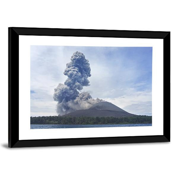 View Of Volcano Eruption Anak Krakatau Indonesia Canvas Wall Art-5 Horizontal-Gallery Wrap-22" x 12"-Tiaracle