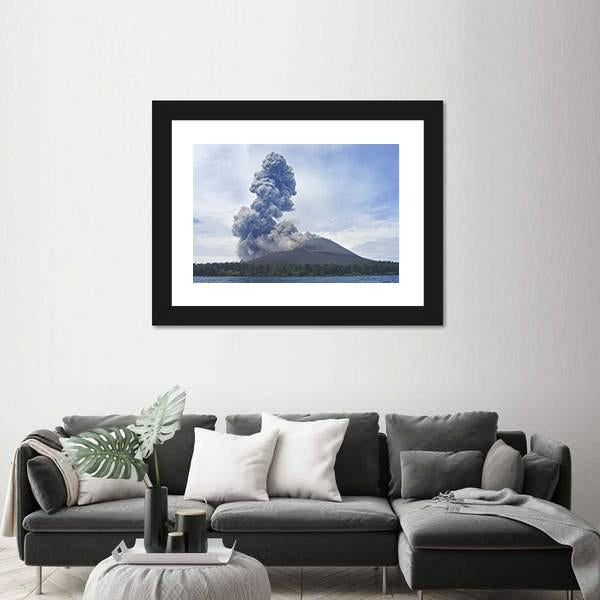 View Of Volcano Eruption Anak Krakatau Indonesia Canvas Wall Art-5 Horizontal-Gallery Wrap-22" x 12"-Tiaracle