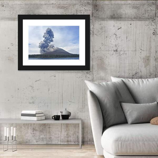 View Of Volcano Eruption Anak Krakatau Indonesia Canvas Wall Art-5 Horizontal-Gallery Wrap-22" x 12"-Tiaracle