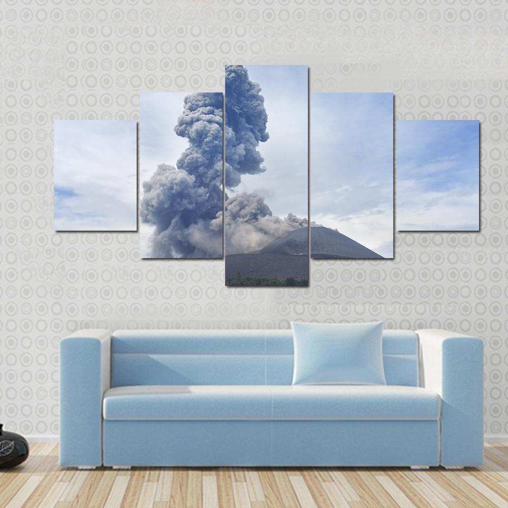 View Of Volcano Eruption Anak Krakatau Indonesia Canvas Wall Art-3 Horizontal-Gallery Wrap-37" x 24"-Tiaracle