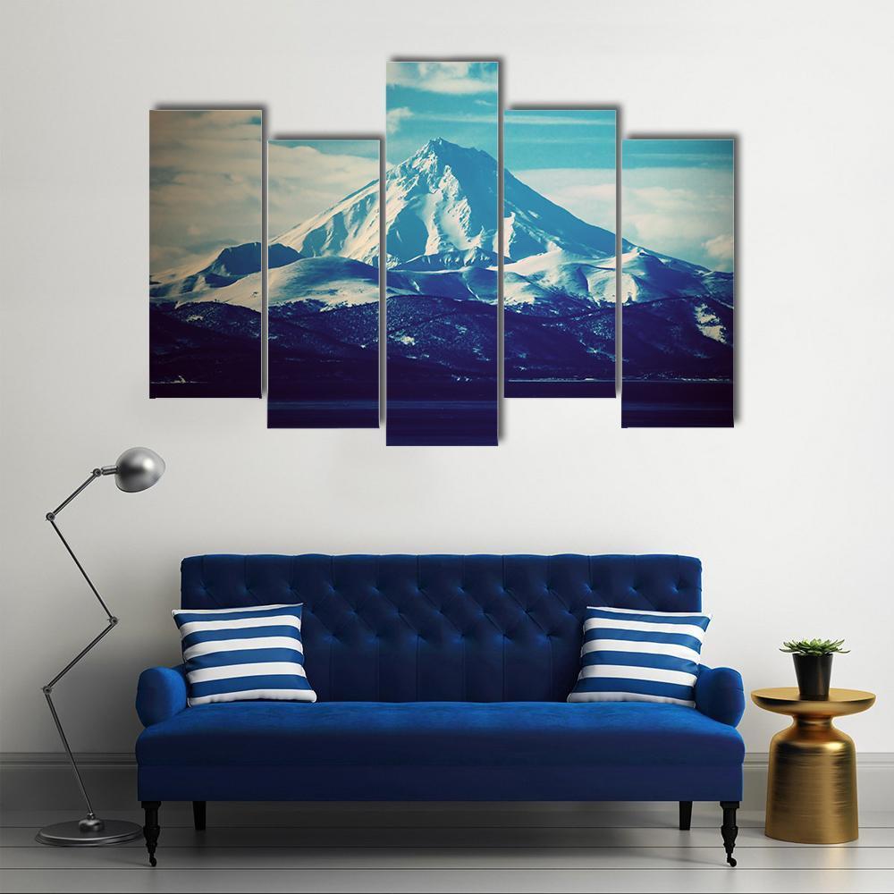 View Of Volcano Canvas Wall Art-5 Pop-Gallery Wrap-47" x 32"-Tiaracle