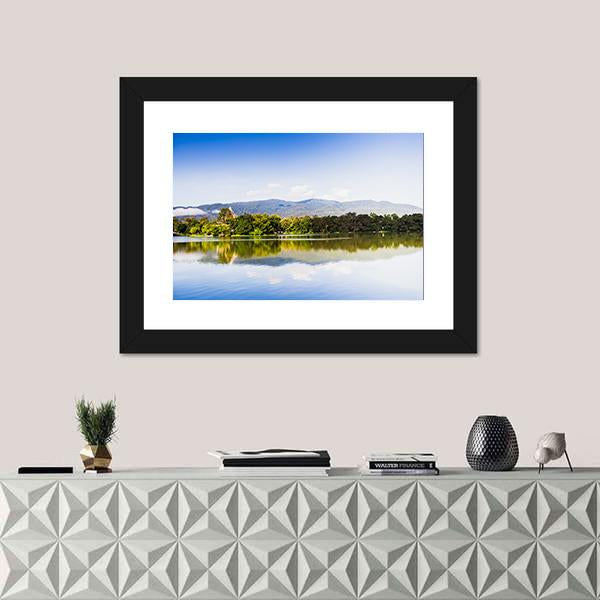 View Of Water Reservoir In Lanna Rama 9 Park Canvas Wall Art-1 Piece-Framed Print-20" x 16"-Tiaracle