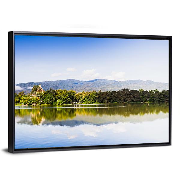 View Of Water Reservoir In Lanna Rama 9 Park Canvas Wall Art-3 Horizontal-Gallery Wrap-25" x 16"-Tiaracle