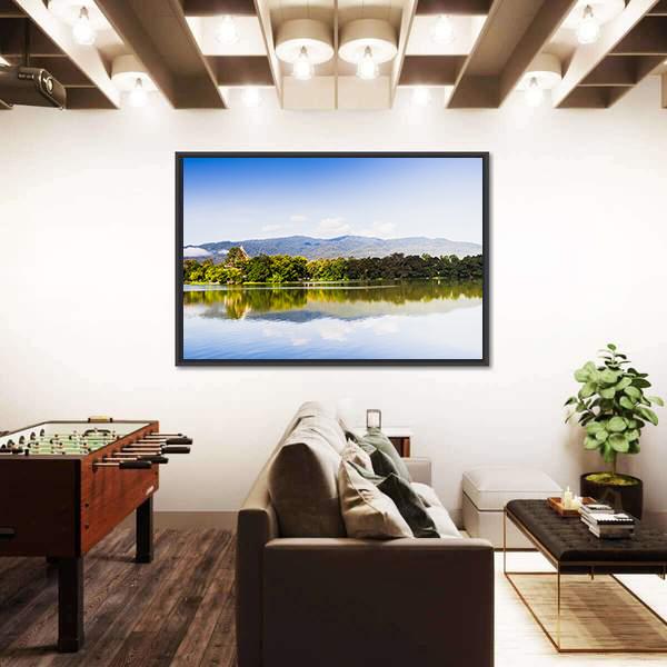 View Of Water Reservoir In Lanna Rama 9 Park Canvas Wall Art-3 Horizontal-Gallery Wrap-25" x 16"-Tiaracle