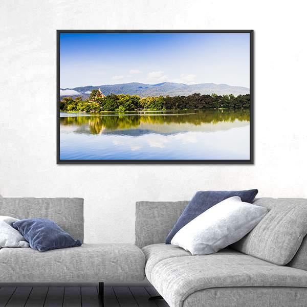 View Of Water Reservoir In Lanna Rama 9 Park Canvas Wall Art-3 Horizontal-Gallery Wrap-25" x 16"-Tiaracle