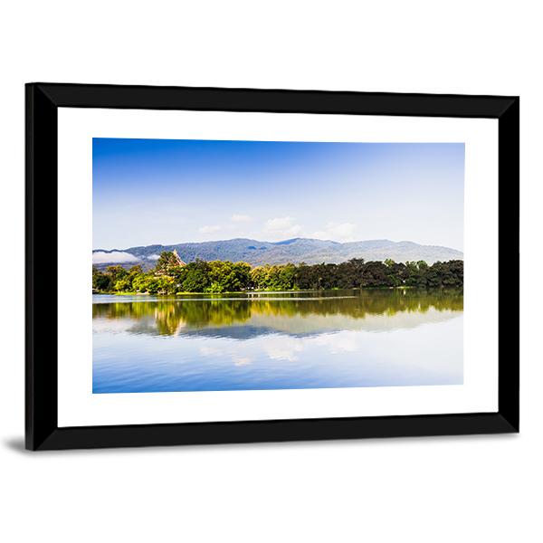 View Of Water Reservoir In Lanna Rama 9 Park Canvas Wall Art-3 Horizontal-Gallery Wrap-25" x 16"-Tiaracle