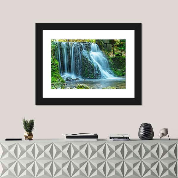 View Of Waterfall Canvas Wall Art-1 Piece-Framed Print-20" x 16"-Tiaracle