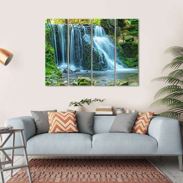 View Of Waterfall Canvas Wall Art-4 Horizontal-Gallery Wrap-34" x 24"-Tiaracle