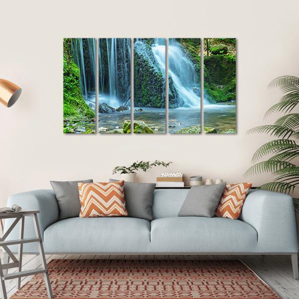 View Of Waterfall Canvas Wall Art-5 Horizontal-Gallery Wrap-22" x 12"-Tiaracle