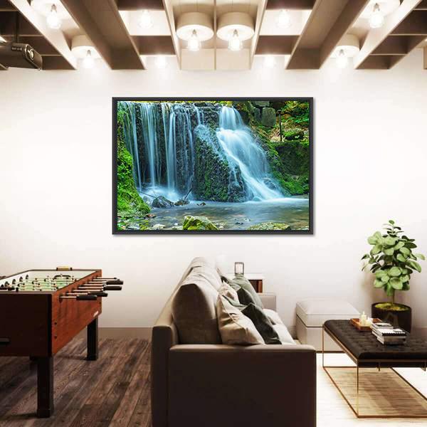 View Of Waterfall Canvas Wall Art-3 Horizontal-Gallery Wrap-25" x 16"-Tiaracle