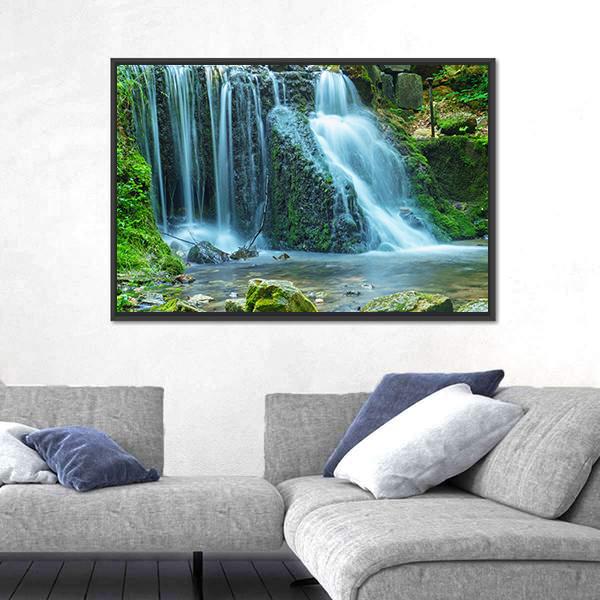 View Of Waterfall Canvas Wall Art-3 Horizontal-Gallery Wrap-25" x 16"-Tiaracle
