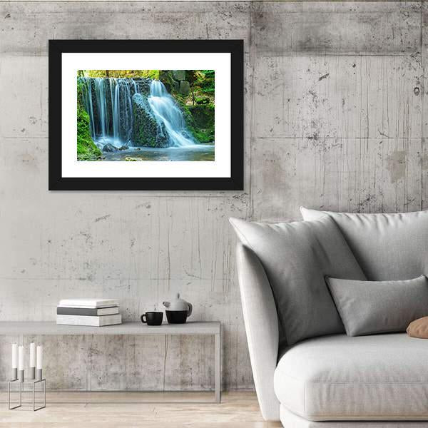 View Of Waterfall Canvas Wall Art-3 Horizontal-Gallery Wrap-25" x 16"-Tiaracle
