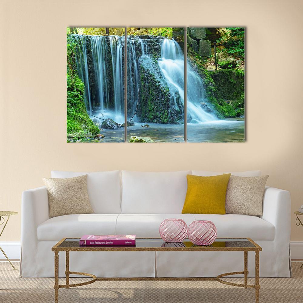 View Of Waterfall Canvas Wall Art-3 Horizontal-Gallery Wrap-37" x 24"-Tiaracle