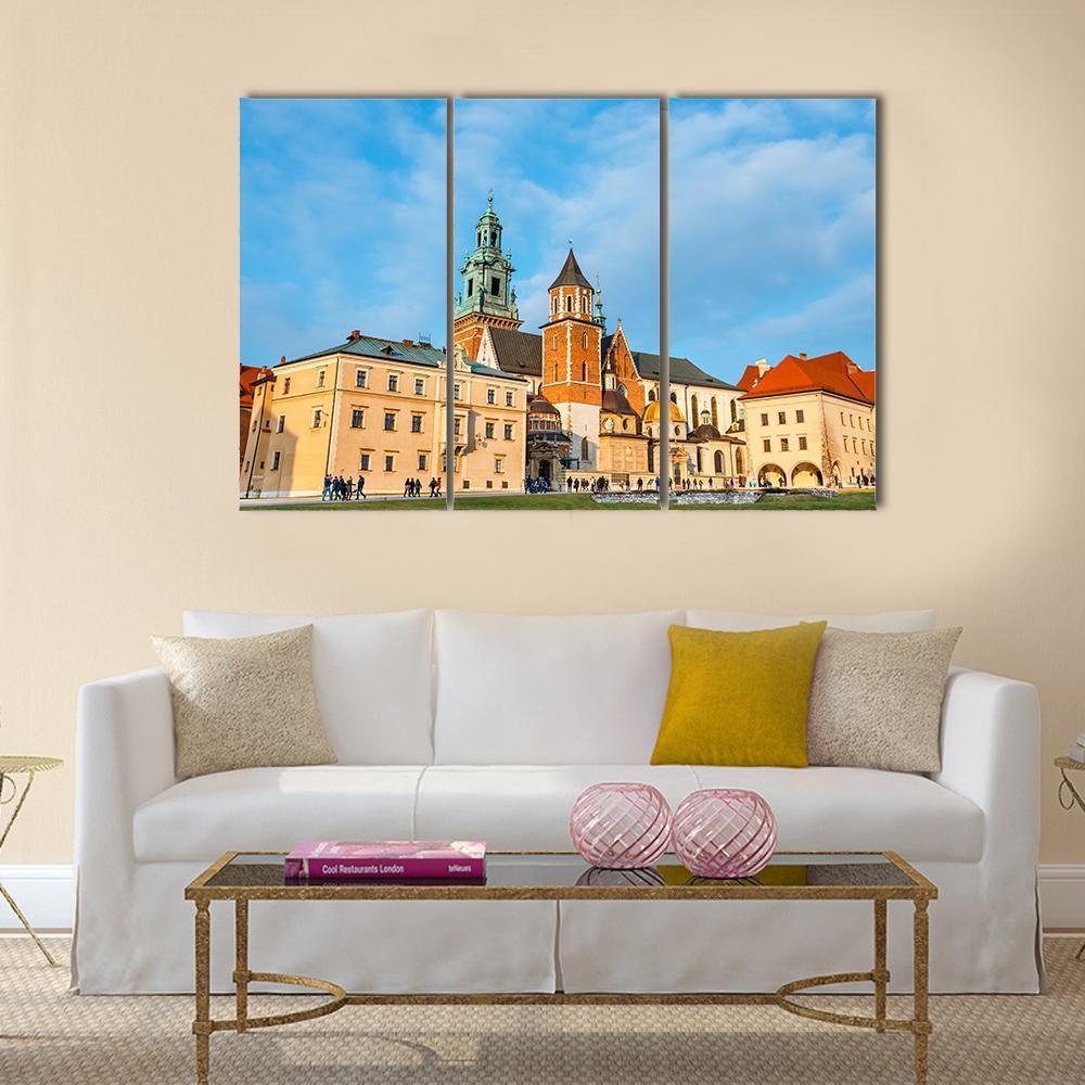 View Of Wawel Castle In Krakow Canvas Wall Art-3 Horizontal-Gallery Wrap-37" x 24"-Tiaracle