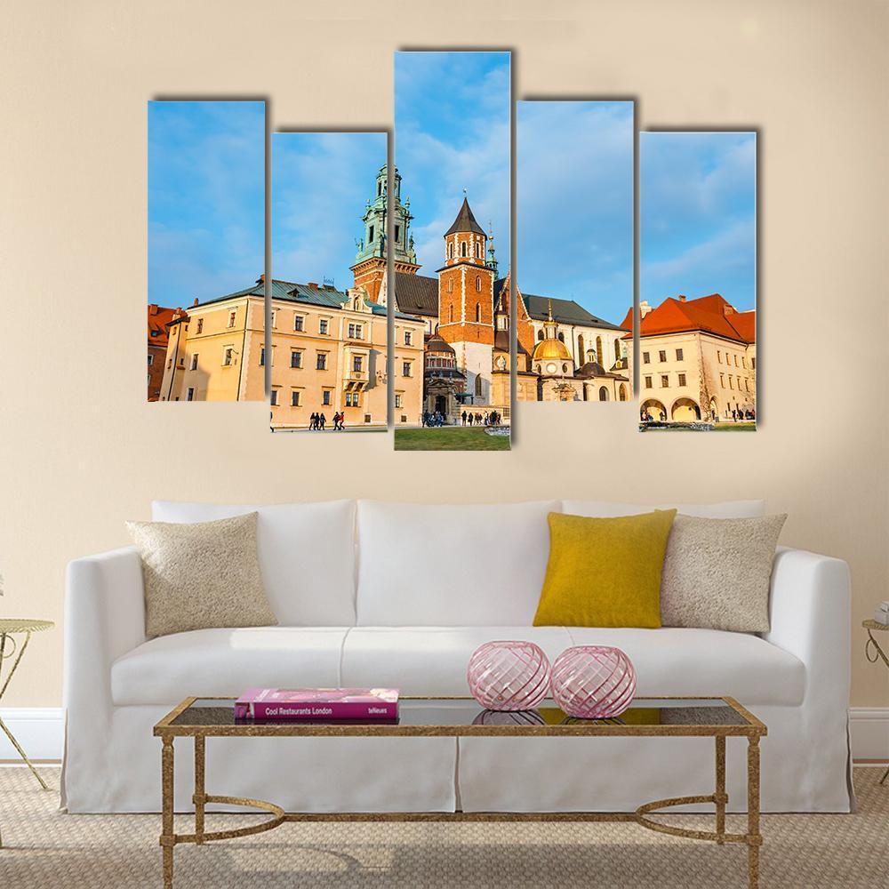 View Of Wawel Castle In Krakow Canvas Wall Art-5 Pop-Gallery Wrap-47" x 32"-Tiaracle