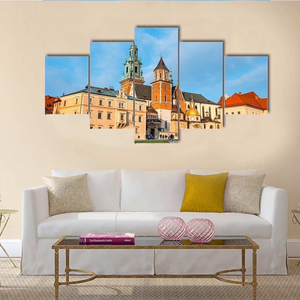 View Of Wawel Castle In Krakow Canvas Wall Art-5 Star-Gallery Wrap-62" x 32"-Tiaracle